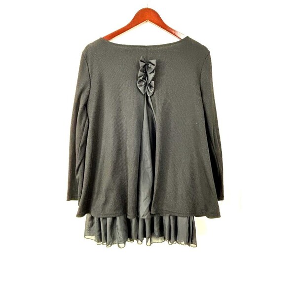 Xiang Ri Kui Womens Black Layered Top Bow Sheer Elegance Blouse Tunic L 1158E2 - Picture 6 of 8